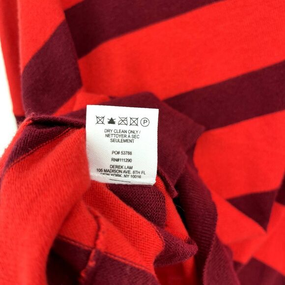 Derek Lam Striped V-neck Sweater in Red, Size XS, Hi-Low Cotton Cashmere - Picture 11 of 11